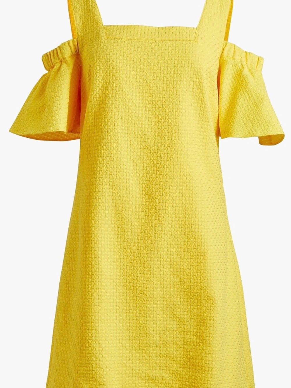 J. Crew Bright Yellow Cold-Shoulder Textured Dress